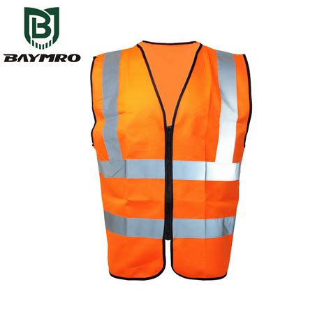 Orange High Visibility Zip Waistcoat BAYMRO Safety Is The Top 1 PPE