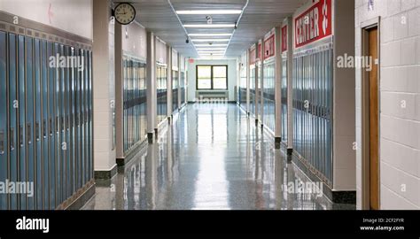 Empty High School Hallway