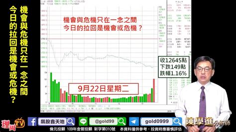 理周tv 20200922 盤後 陳學進 飆股鑫天地／機會與危機只在一念之間、今日的拉回是機會或危機？ Youtube