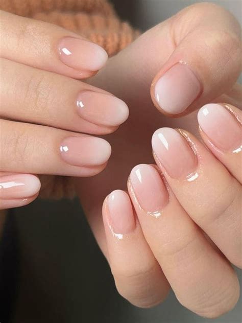 Korean Ombre Nails Short Nude And White Ombre Gel Nails Ombre Nail Designs Ombre Nails