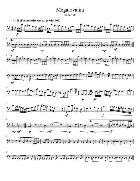 Megalovania A Realistically Playable Cello Solo Sheet Music For Cello Download Free In Pdf Or Midi