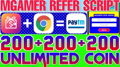 MGamer Unlimited Refer Coin Adder Script 200 200 200 Unlimited Auto