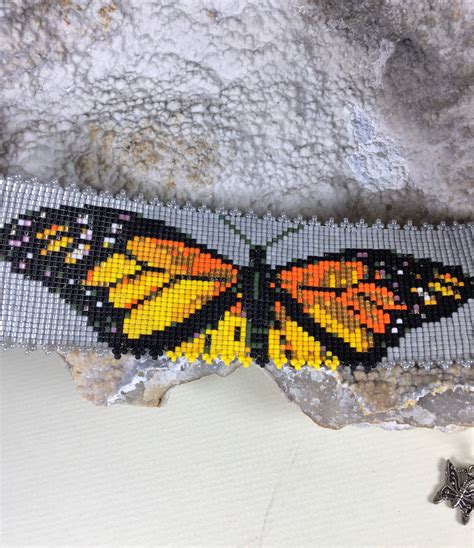 Monarch Butterfly Loom Beaded Bracelet Monarch Beaded Etsy