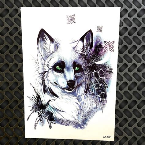 Sexy Snow White Fox Temporary Tattoo Stickers Women Body Legs Art Fake