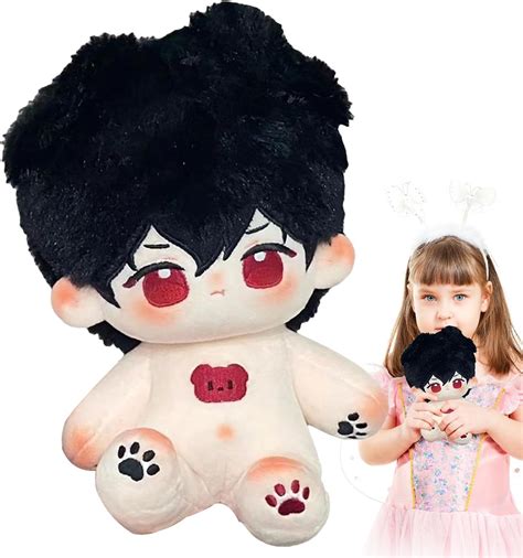 Jacekee Anime Doll 20cm Anime Cotton Plush With Black Hair Kawaii Naked Anime Plushies