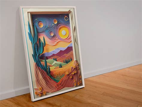 Scenic Sunny Landscape Art Print Fields Mountains and Cascading Moons ...