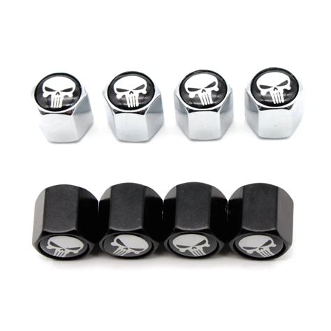 4 Pcs Set Zinc Alloy Skull Style Tire Valve Stem Cap Tire Wheel Stem