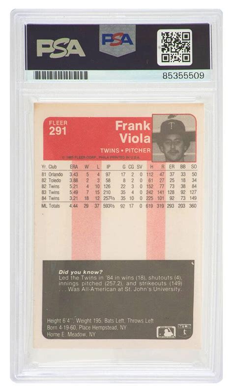 Frank Viola Signed Fleer Psa Pristine Auction