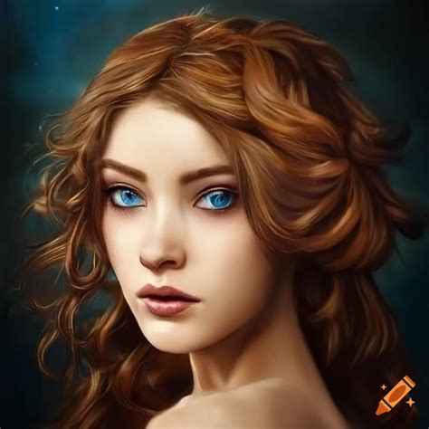 Hyperrealistic Portrait Of A Beautiful Woman With Wavy Brown Hair And