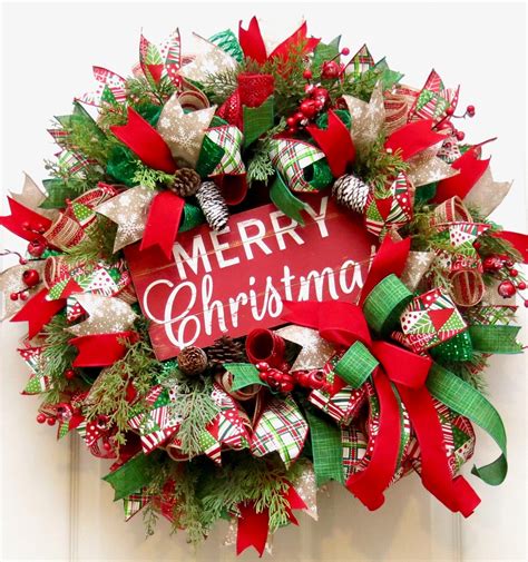 Christmas Wreaths For Front Door Rustic Christmas Wreath Etsy