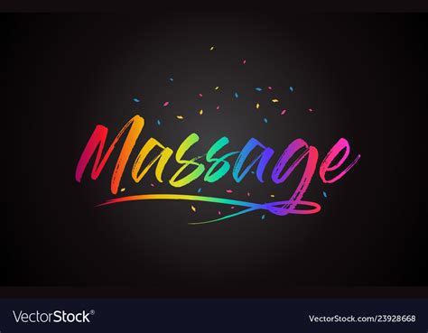 Massage Word Text With Handwritten Rainbow Vector Image