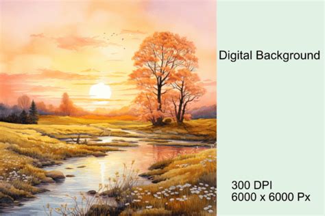 Watercolor Sunset Landscape Background Graphic by StellarMockups&Graphics · Creative Fabrica