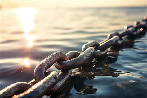 Premium Ai Image Old Rusty Chains On The Wavy Sea Surface Background