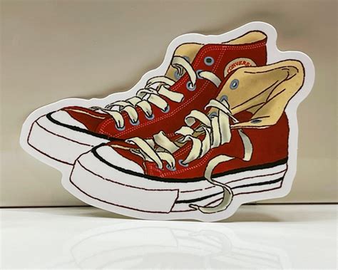 Red Converse Shoes Vinyl Sticker Converse Shoes Sticker Red Etsy