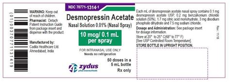 Desmopressin Nasal Spray Fda Prescribing Information Side Effects