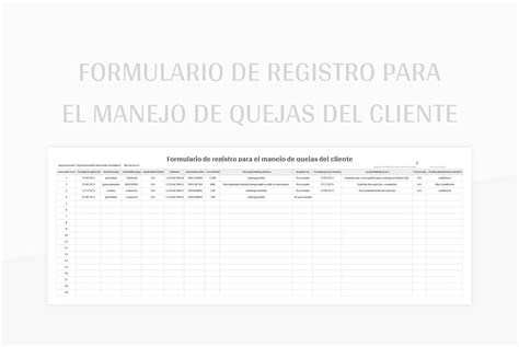 Plantilla De Excel Formulario De Registro Para El Manejo De Quejas Del