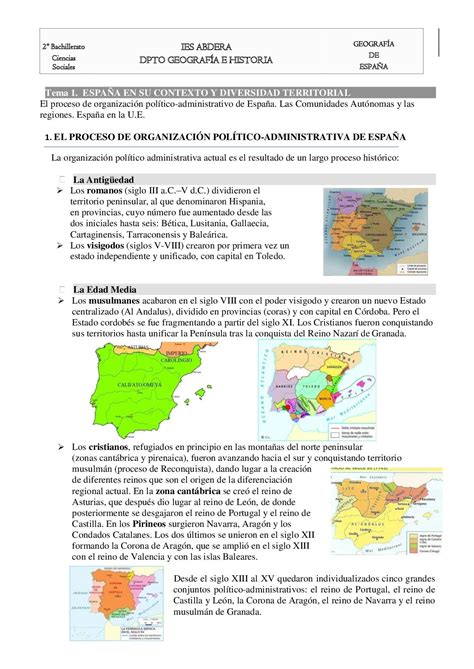 Calam O Tema Espa A En Su Contexto Y Diversidad Territorial