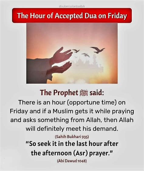 The Hour Of Accepted Dua On Friday With An Image Of Two Hands Reaching