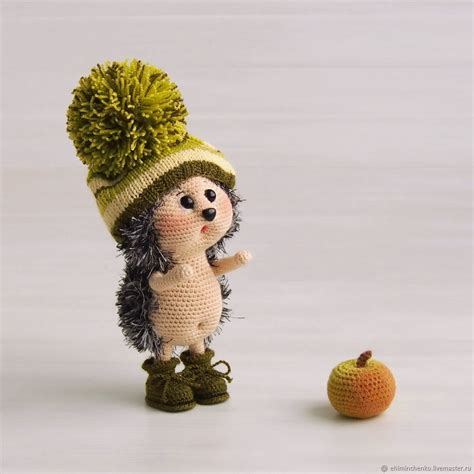 Knitted Toy Hedgehog With Apple