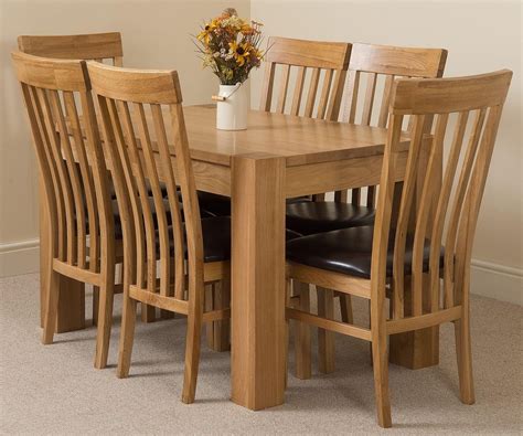 Kuba Solid Oak 125cm Dining Table With 6 Harvard Solid Oak Dining Chairs [light Oak And Brown