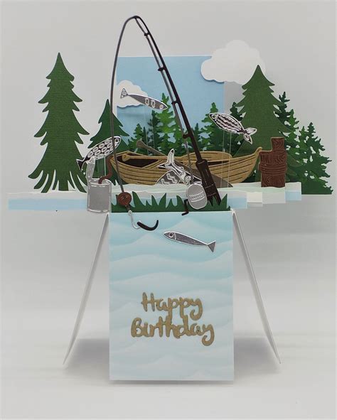 Pop up Card. Fishing 3D Birthday Thank You Father's Day - Etsy UK | Pop ...