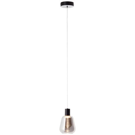 Brilliant Carlson L Mpara Colgante Led Llama Negro Cristal Ahumado