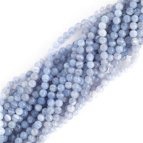 Fil de perles 8mm calcédoine bleue qualité extra Mineral Est