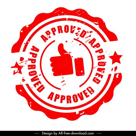 Stamp Approved Template Flat Serrated Circle Thump Up Vectors Stock In