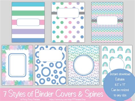 Binder Covers Backs Spines And Inside Cover Pages Etsy In