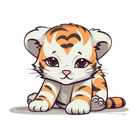 Cute cartoon tiger cub. Vector illustration isolated on white ...