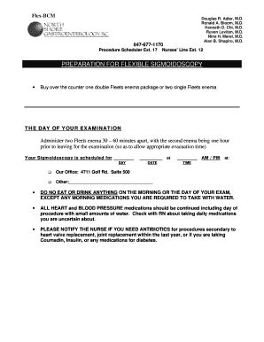 Fillable Online Preparation For Flexible Sigmoidoscopy Fax Email Print