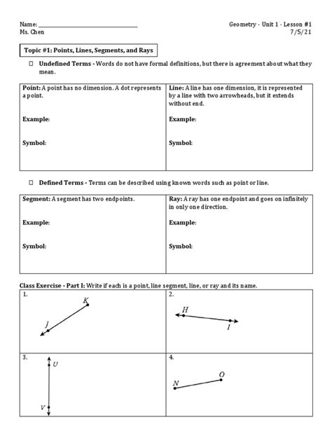 1.1 Basic Geometric Terminology | PDF | Line (Geometry) | Mathematical ...