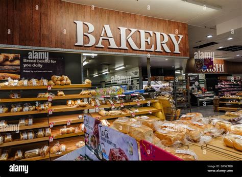 bakery section inside a supermarket or grocery store in Australia Stock ...