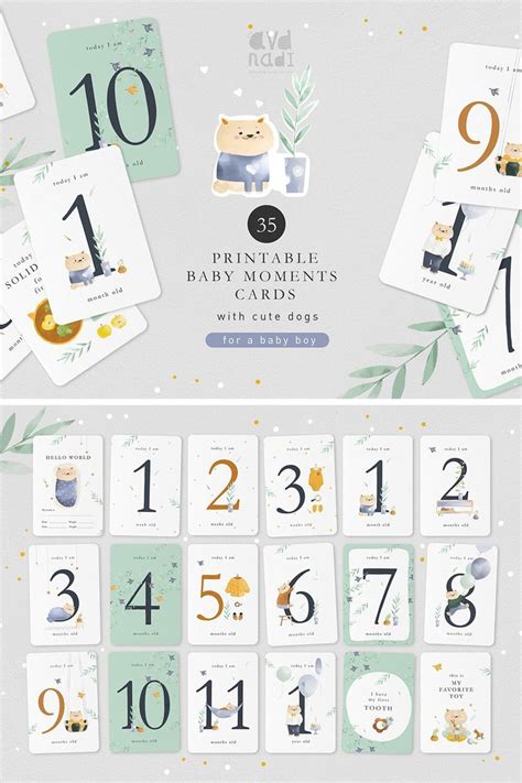 Baby Boy Moments Cards Printable Milestone Cards Baby Boy Milestone ...