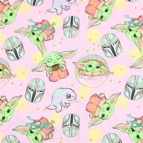 Bebé Yoda Grogu Tela Rosa Star Wars Tela Anime Dibujos Etsy