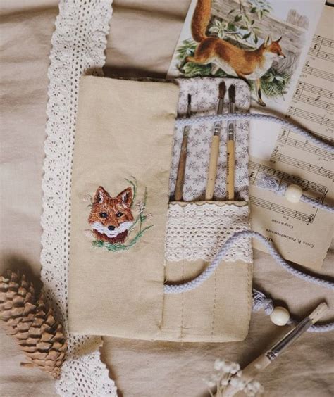 fox embroidery pencil case | Дизайны вышивки, Выкройки, Рукоделие