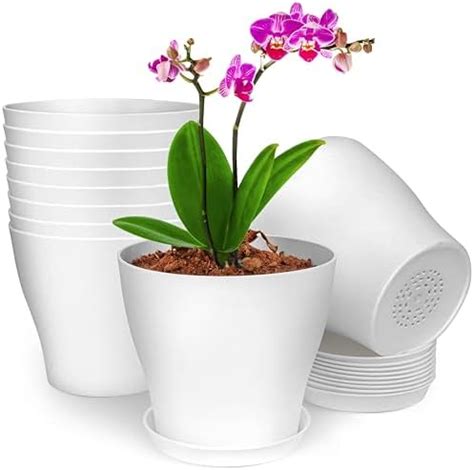 Gardenised Blanc Pot De Fleurs Arrosage Auto Planteur Pack Pots De