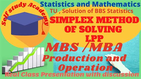 Mbs Mba Be Simplex Method Big M Method Youtube