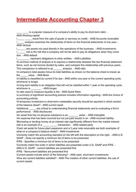 Intermediate Accounting Chapter 3 Test Bank Exam 2025/2026 Questions