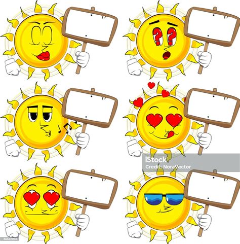 Cartoon Sun Holding Blank Sign Stock Illustration Download Image Now Advice Banner Sign