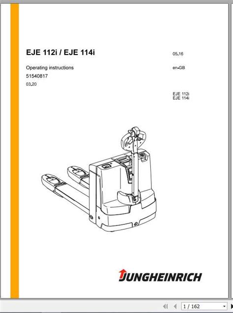 Jungheinrich Forklift EJE 112i 114i Operating Instructions Auto