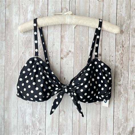 Old Navy Swim Old Navy Nwt Polka Dot Bandeau Tie Bikini Top Black And White Size Xxl Poshmark