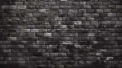 Wide Panorama Of A Black Brick Wall Pattern Texture Background Brick