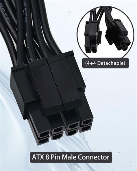 2 Pack CPU 8 Pin Extension Cable Motherboard ATX CPU 8 Pin 4 4 Male To