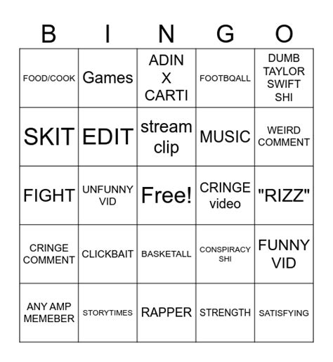 Ytshorts Bingo Card