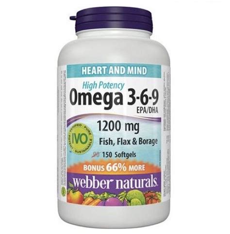 Dầu cá Webber Naturals High Potency Omega 3 6 9 1200mg 150 viên