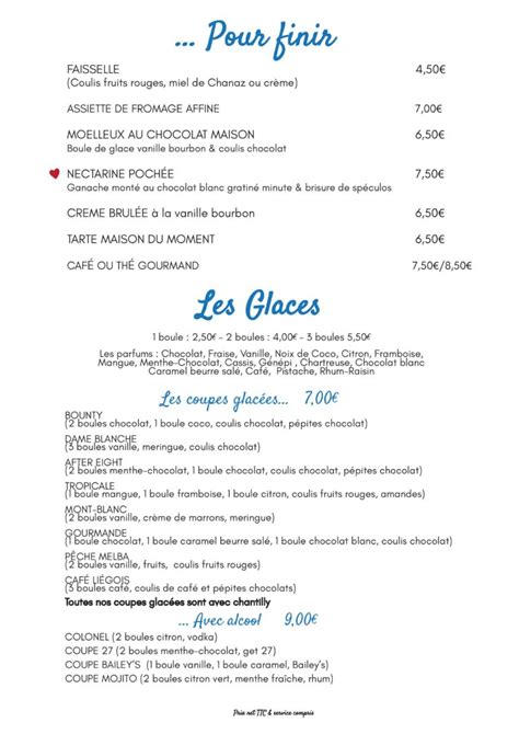 Notre Carte Restaurant L Ecluse