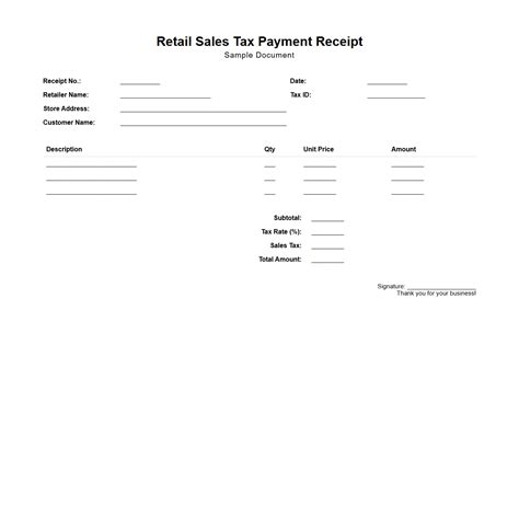payment receipt template  retail transactions  comprehensive guide