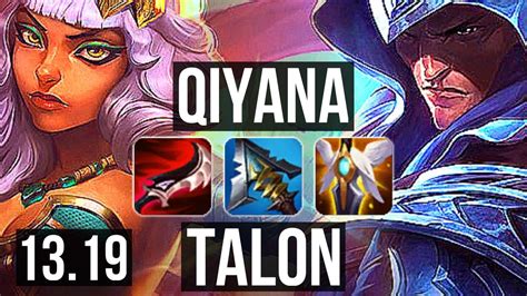 QIYANA Vs TALON MID Rank 4 Qiyana 11 Solo Kills 68 Winrate 18 2