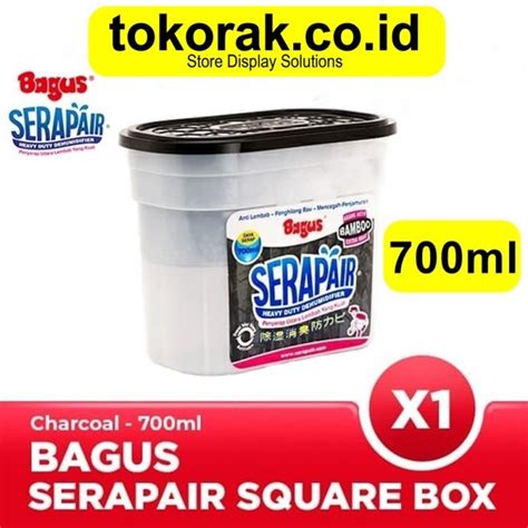 Jual BAGUS SERAPAIR 700 ML CHARCOAL SQUARE BOX SERAP AIR ANTI LEMBAB